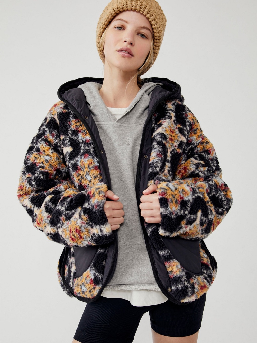 Free People Movement Elevation Jacquard Reversible Fleece Jacket Large